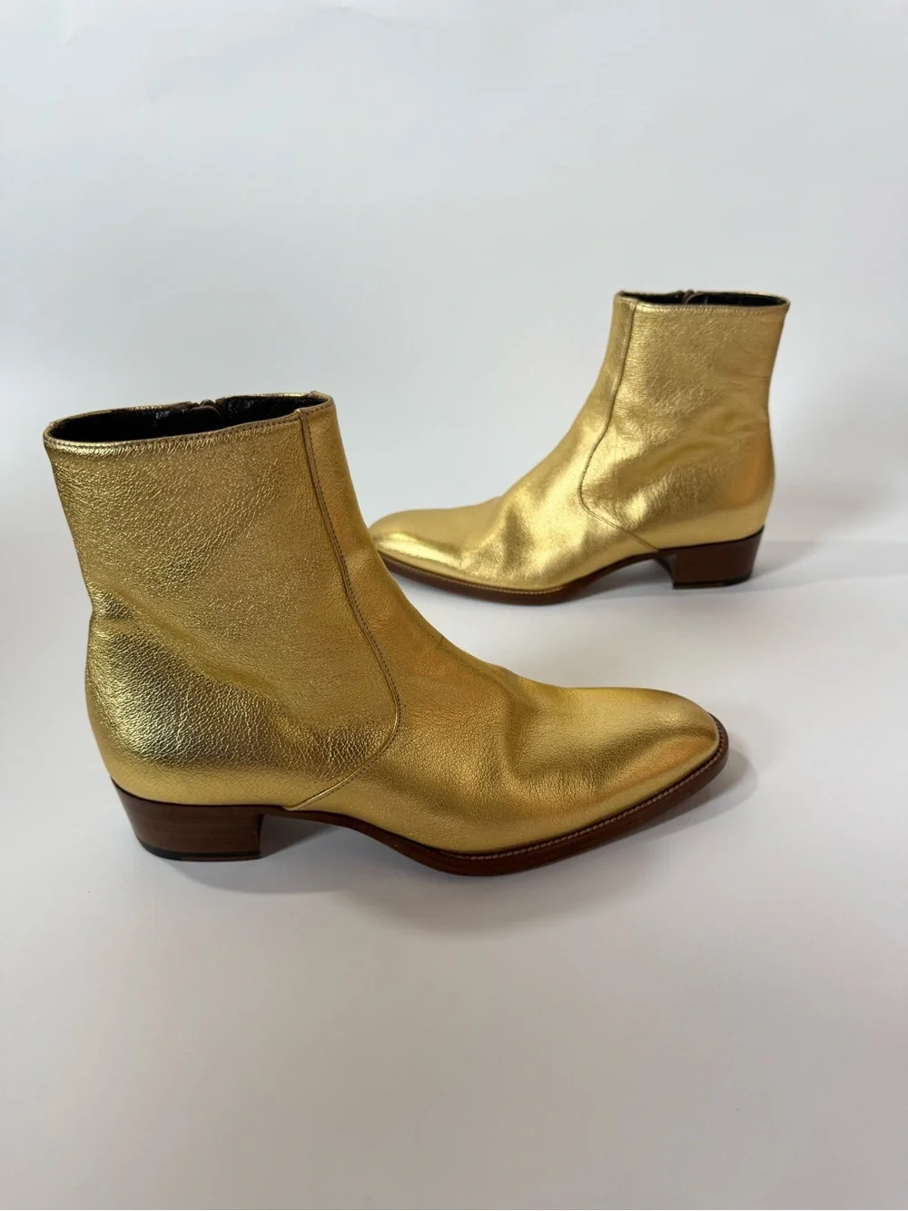Saint Laurent Gold Leather Boots 41.5